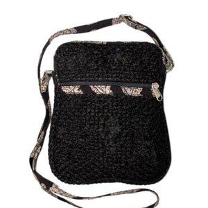 Black Jute Fiber Cross Body Bag